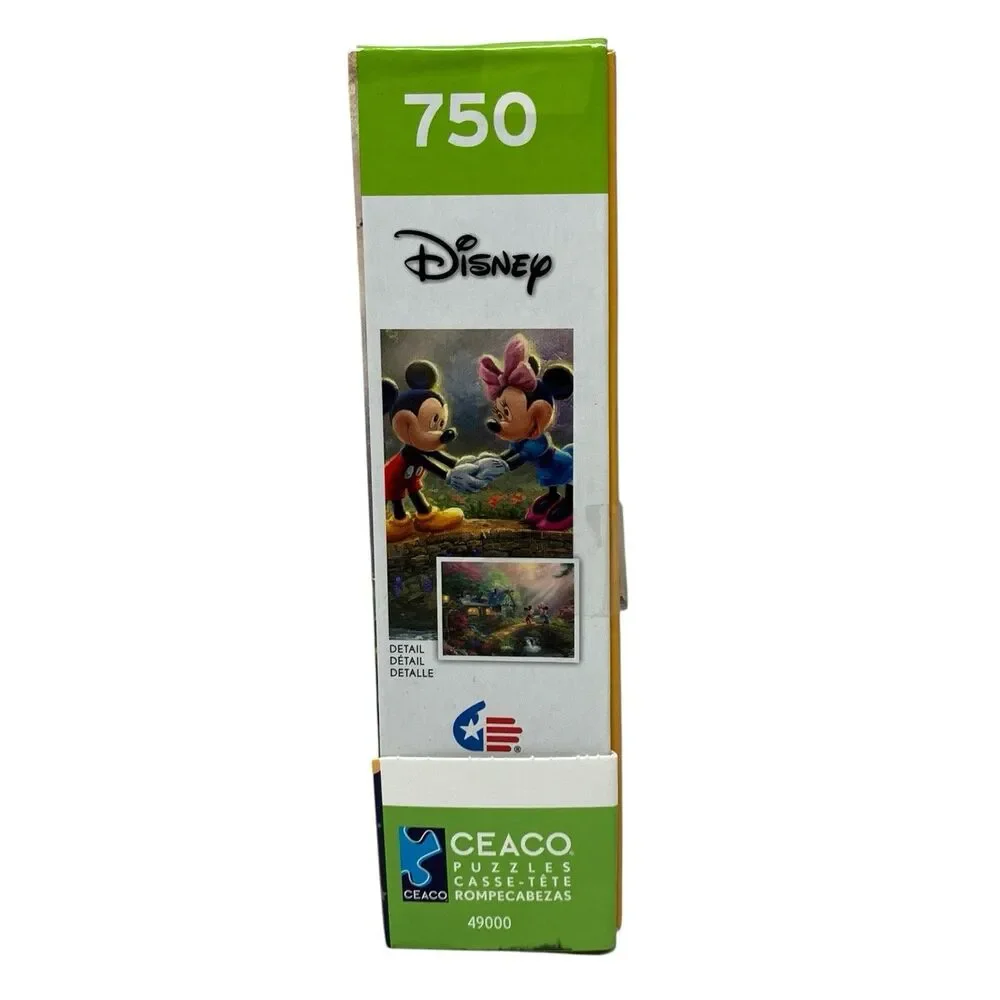 Disney Thomas Kinkade 750 Pc Puzzle Mickey Minnie Cottage Garden Scene‎ Romantic